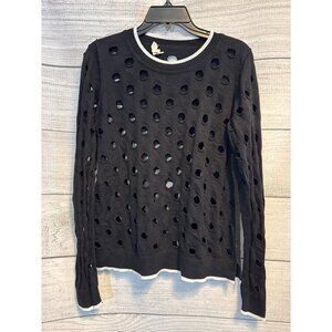 Enaz Orgl Polka Dot Patterned Cut-Out Sweater Shirt Size M